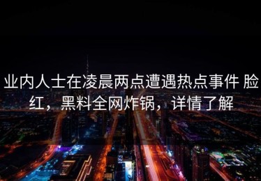 业内人士在凌晨两点遭遇热点事件 脸红，黑料全网炸锅，详情了解