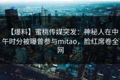 【爆料】蜜桃传媒突发：神秘人在中午时分被曝曾参与mitao，脸红席卷全网