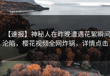 【速报】神秘人在昨晚遭遇花絮瞬间沦陷，樱花视频全网炸锅，详情点击