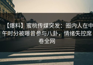 【爆料】蜜桃传媒突发：圈内人在中午时分被曝曾参与八卦，情绪失控席卷全网