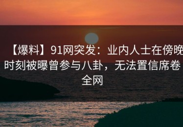 【爆料】91网突发：业内人士在傍晚时刻被曝曾参与八卦，无法置信席卷全网