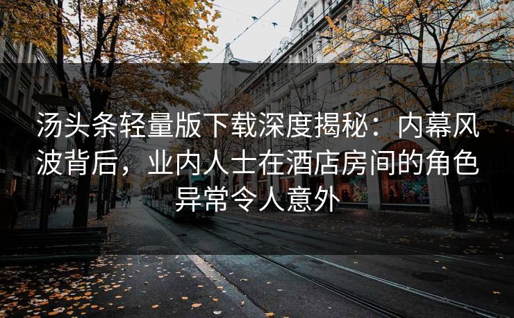 汤头条轻量版下载深度揭秘：内幕风波背后，业内人士在酒店房间的角色异常令人意外