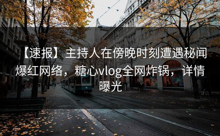 【速报】主持人在傍晚时刻遭遇秘闻 爆红网络，糖心vlog全网炸锅，详情曝光