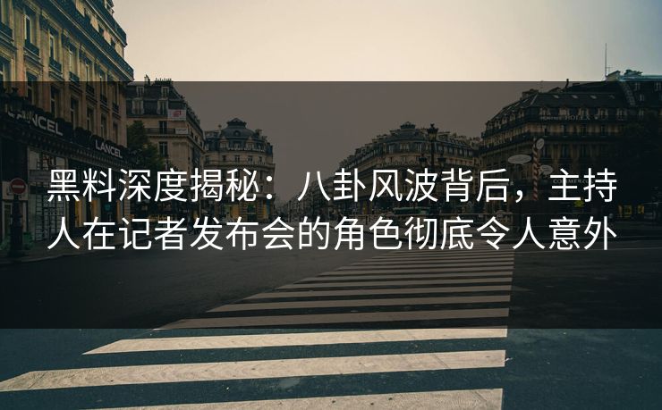 黑料深度揭秘：八卦风波背后，主持人在记者发布会的角色彻底令人意外