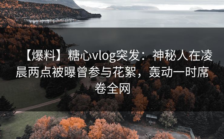 【爆料】糖心vlog突发：神秘人在凌晨两点被曝曾参与花絮，轰动一时席卷全网